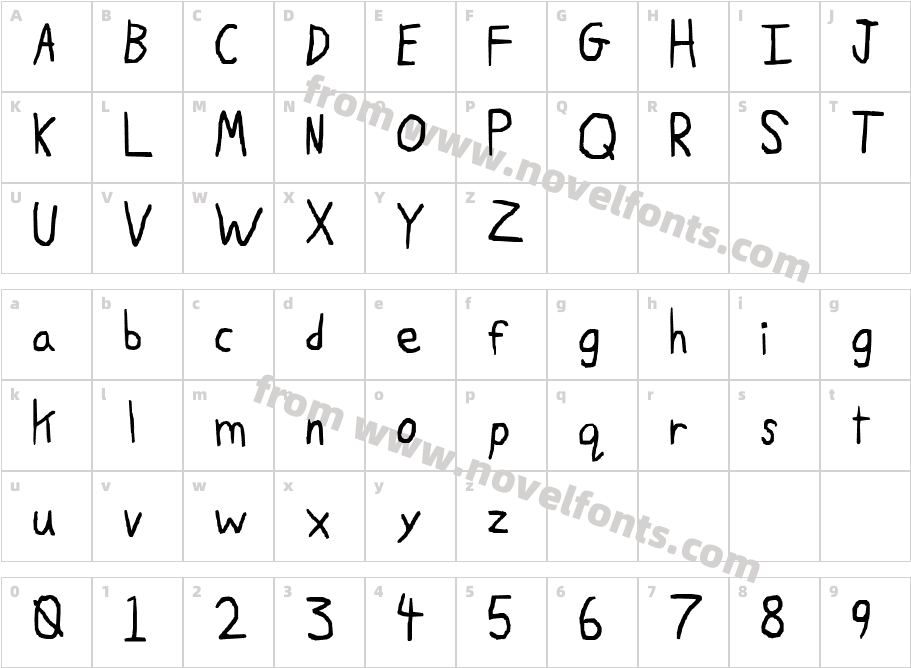 Ruji's Handwriting FontCharacter Map