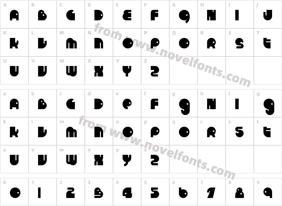 RunTron 1983Character Map