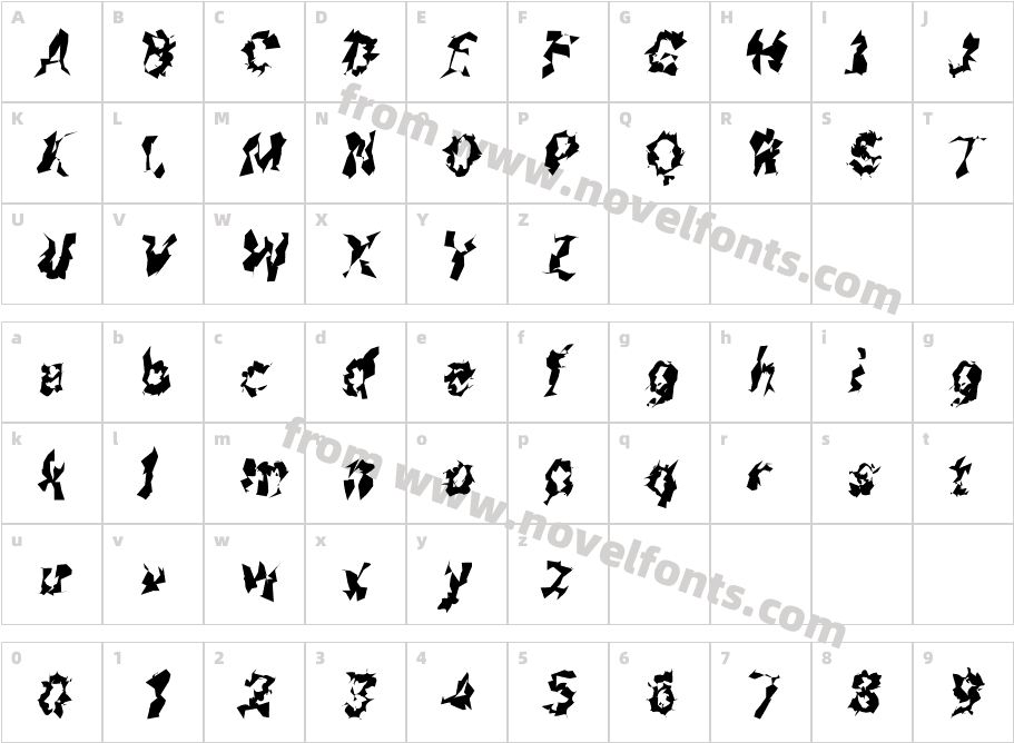 Asimov Silicon Narrow ItalicCharacter Map