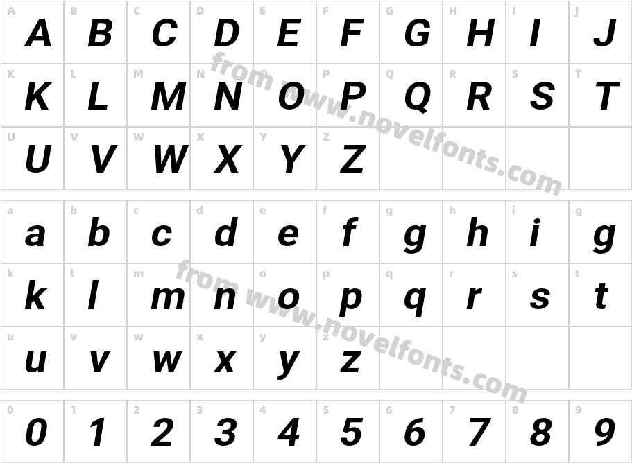 Asimov Wide ItalicCharacter Map