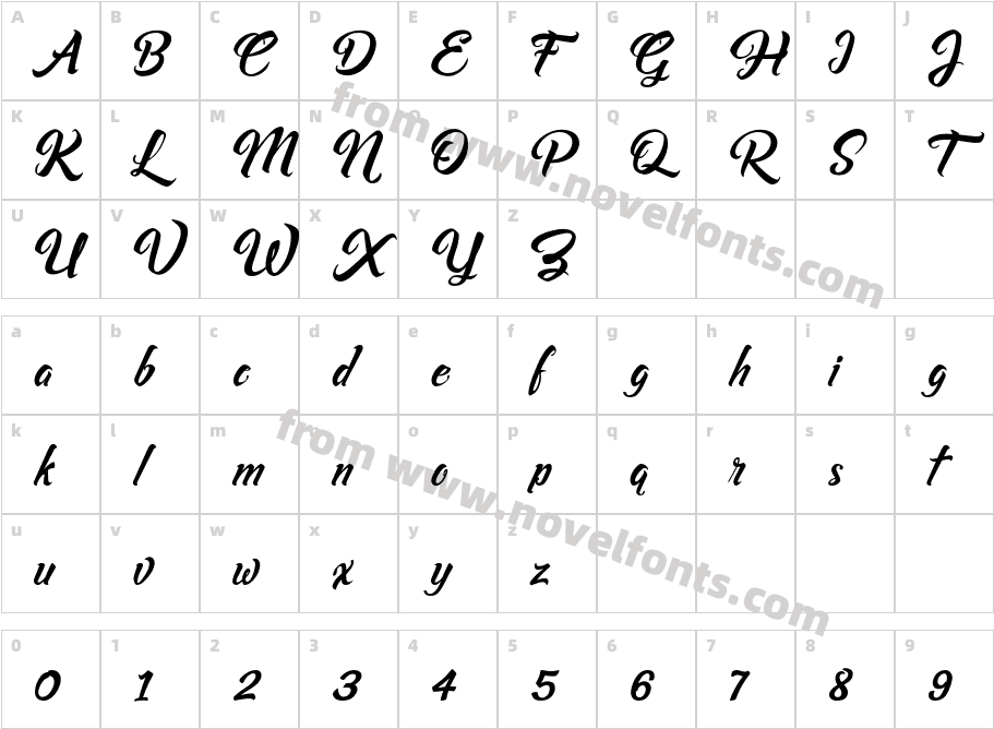 Asiyah ScriptCharacter Map