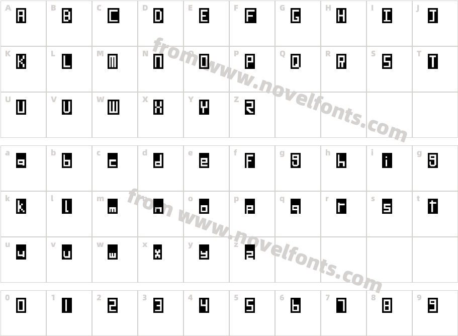 SD LED Screen RegularCharacter Map