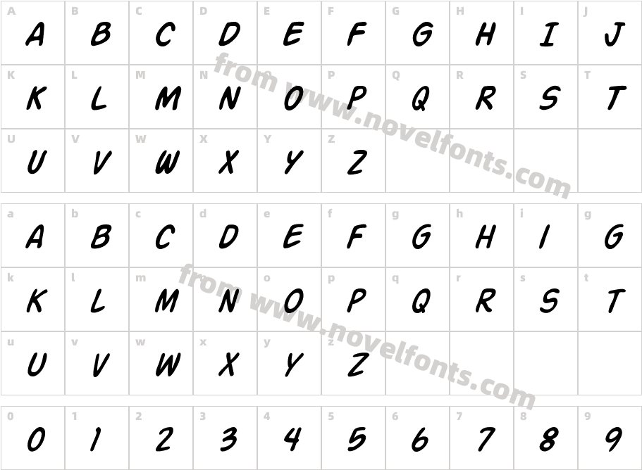 SF Action Man ItalicCharacter Map