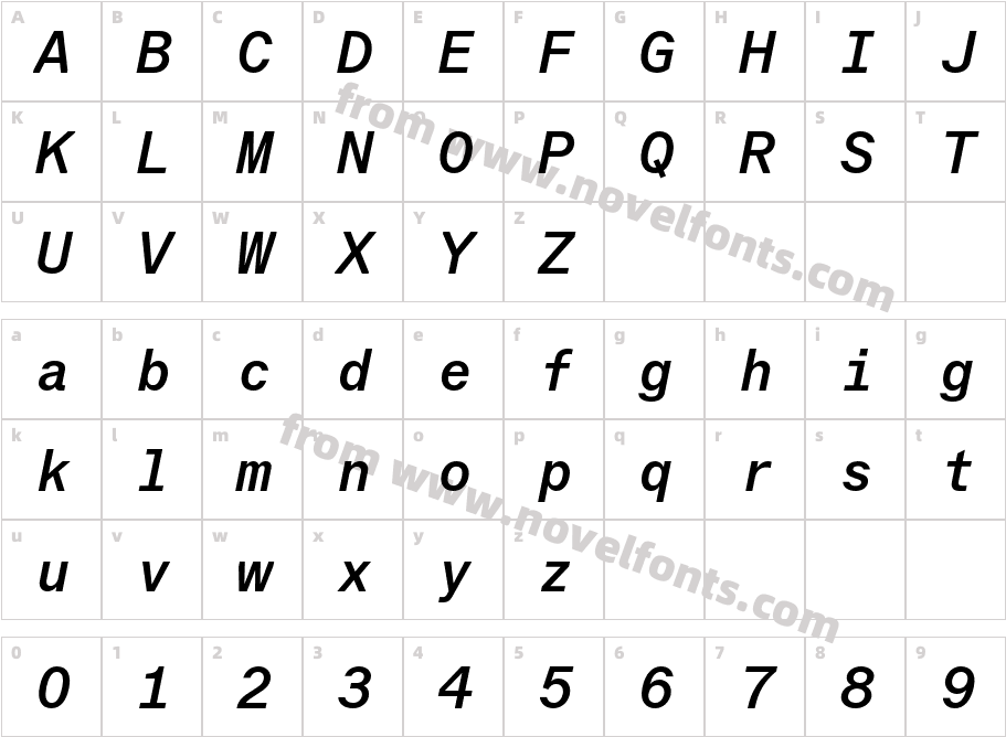 Basilar Mono Test Medium ItalicCharacter Map