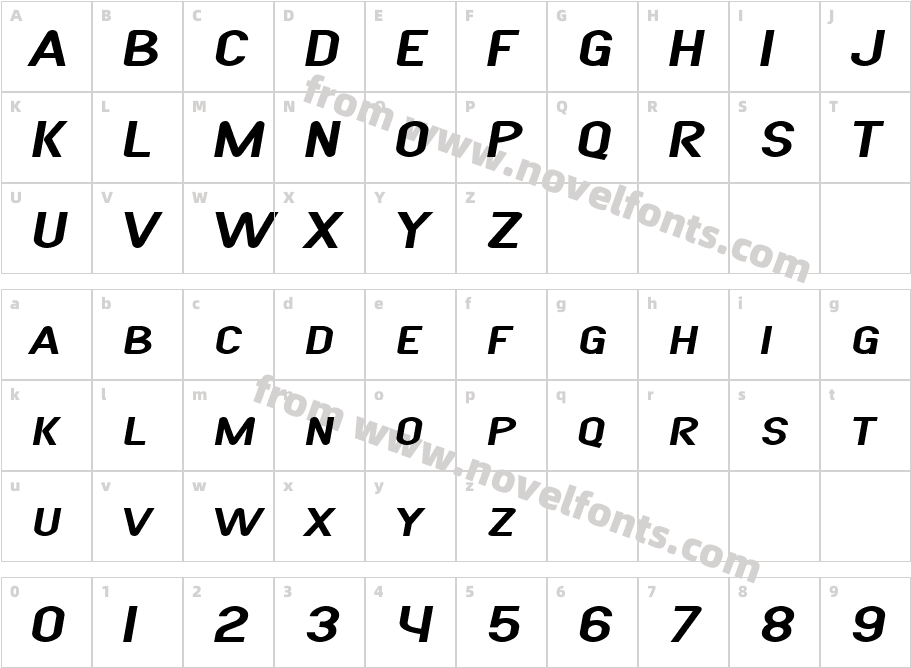 SF Atarian System Extended ItalicCharacter Map