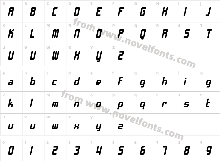 SF Chrome Fenders Bold ObliqueCharacter Map