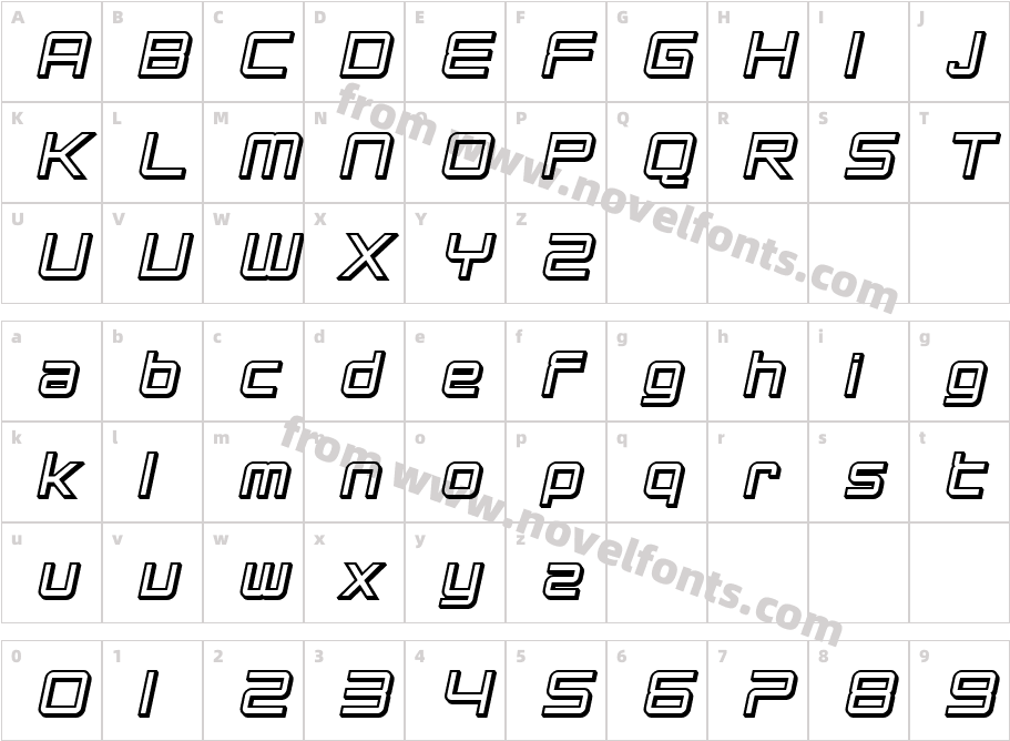 SF Chromium 24 Bold ObliqueCharacter Map