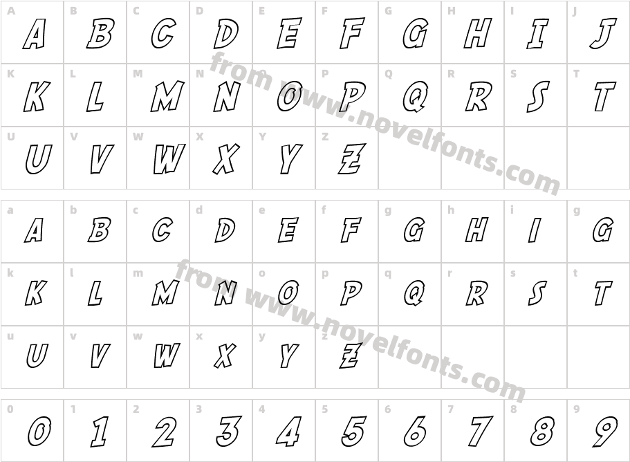 SF Comic Script OutlineCharacter Map