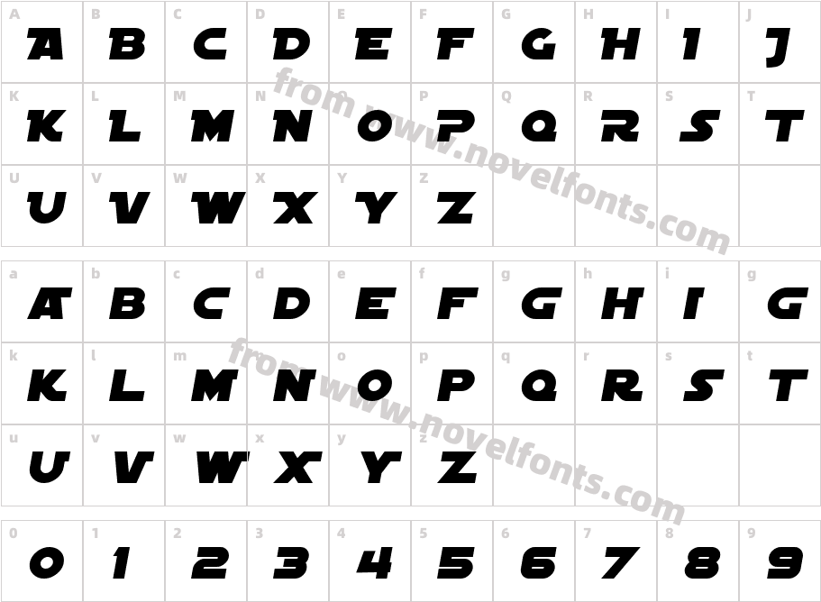 SF Distant Galaxy Alternate ItalicCharacter Map