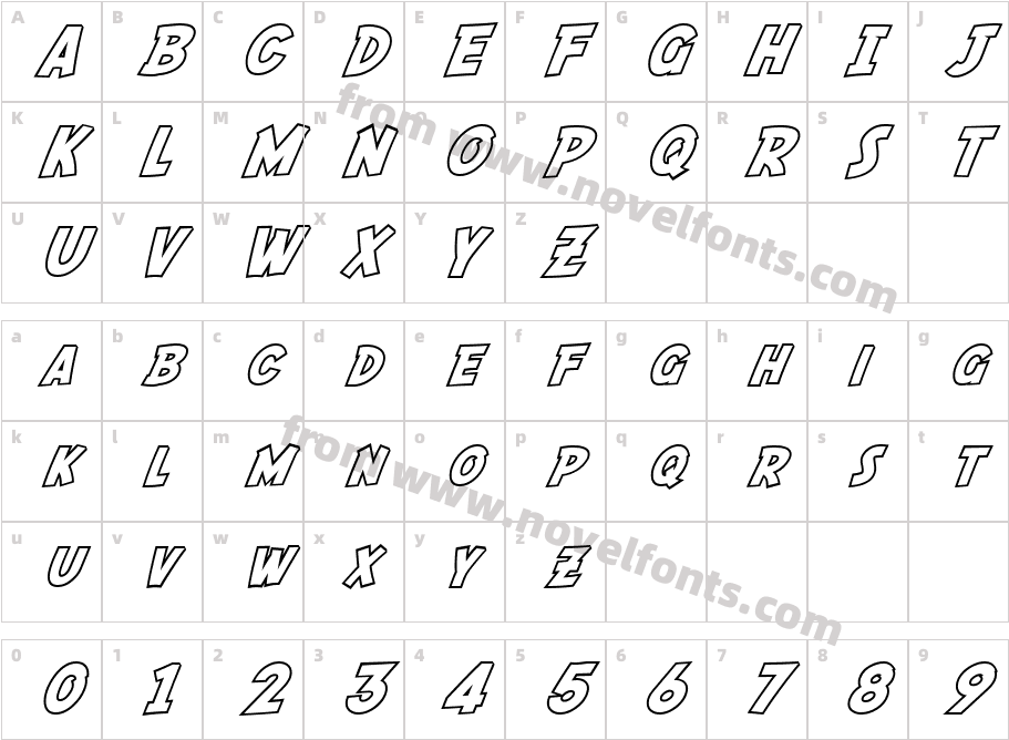 SF Fedora OutlineCharacter Map