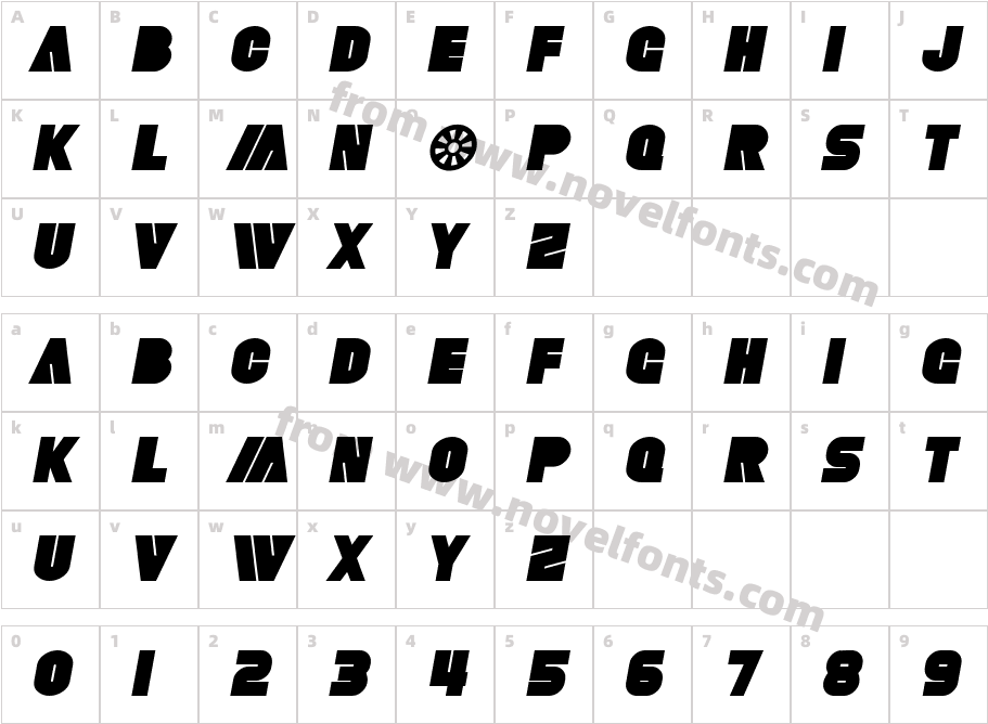 SF Fortune Wheel Bold ItalicCharacter Map