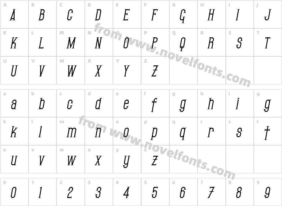 SF Gothican Bold ObliqueCharacter Map