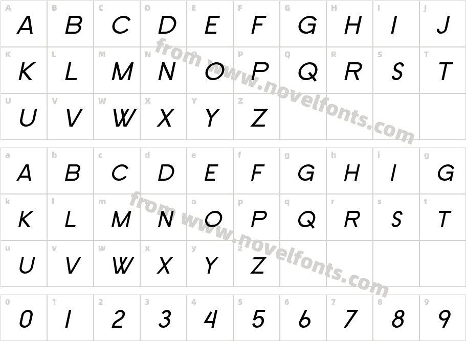 SF New Republic SC ItalicCharacter Map