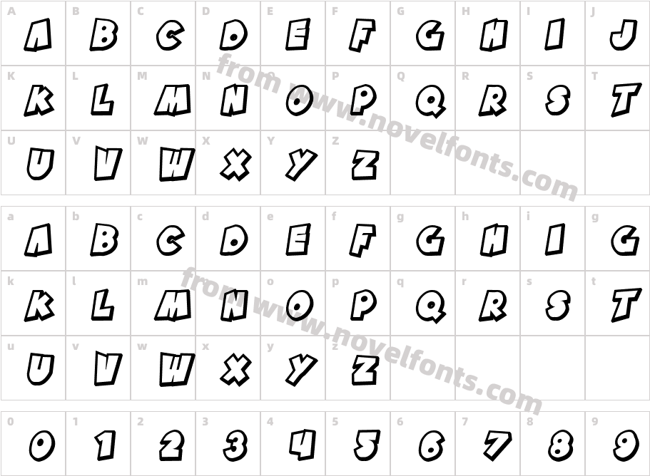 SF Pale Bottom Shaded ObliqueCharacter Map