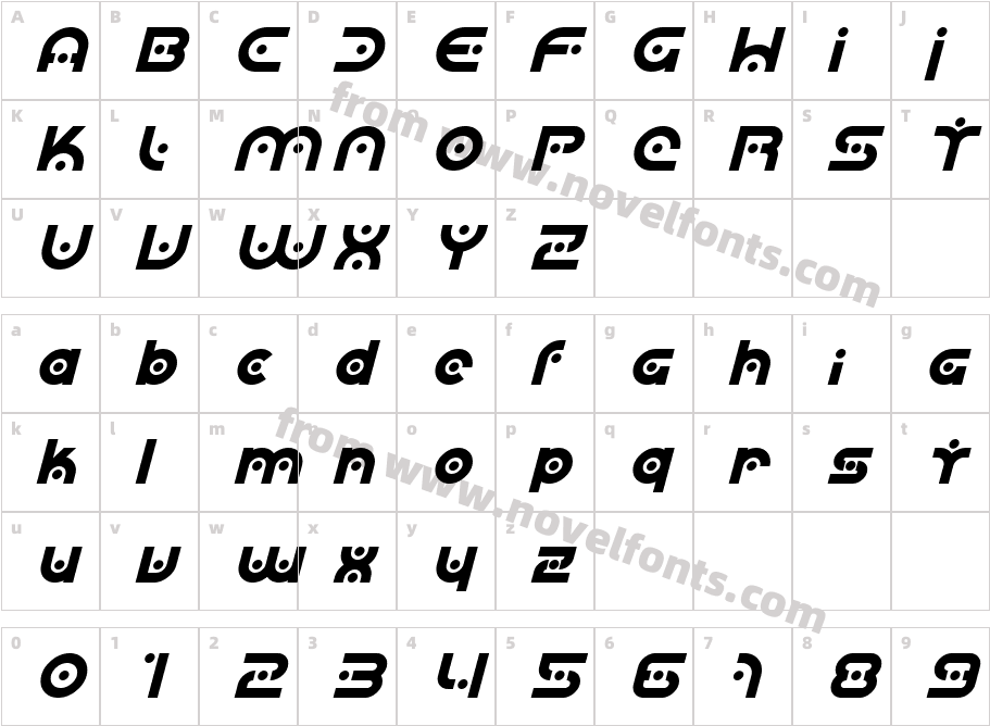 SF Planetary Orbiter Bold ItalicCharacter Map