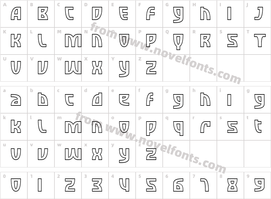 SF Retroesque OutlineCharacter Map