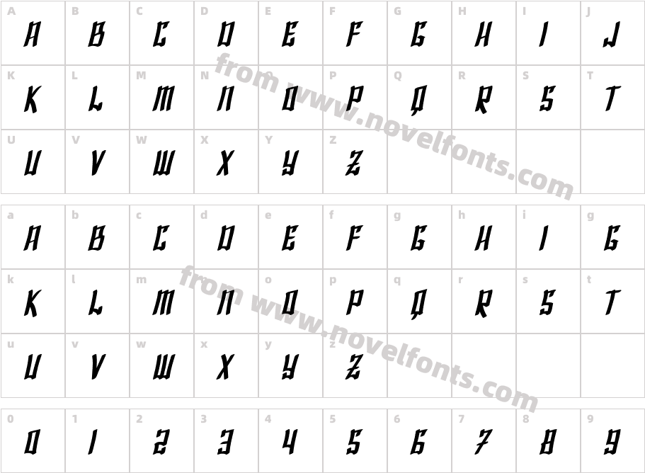 SF Shai Fontai Bold ObliqueCharacter Map