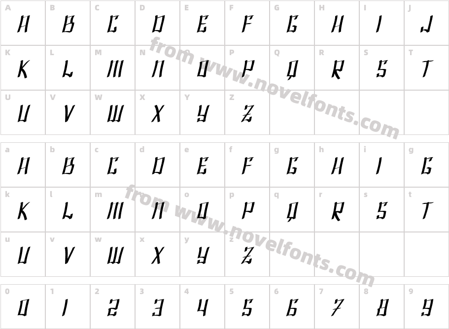 SF Shai Fontai Extended ObliqueCharacter Map