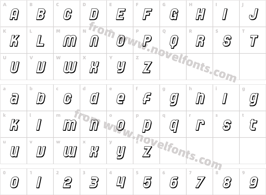 SF Speedwaystar Shaded ObliqueCharacter Map