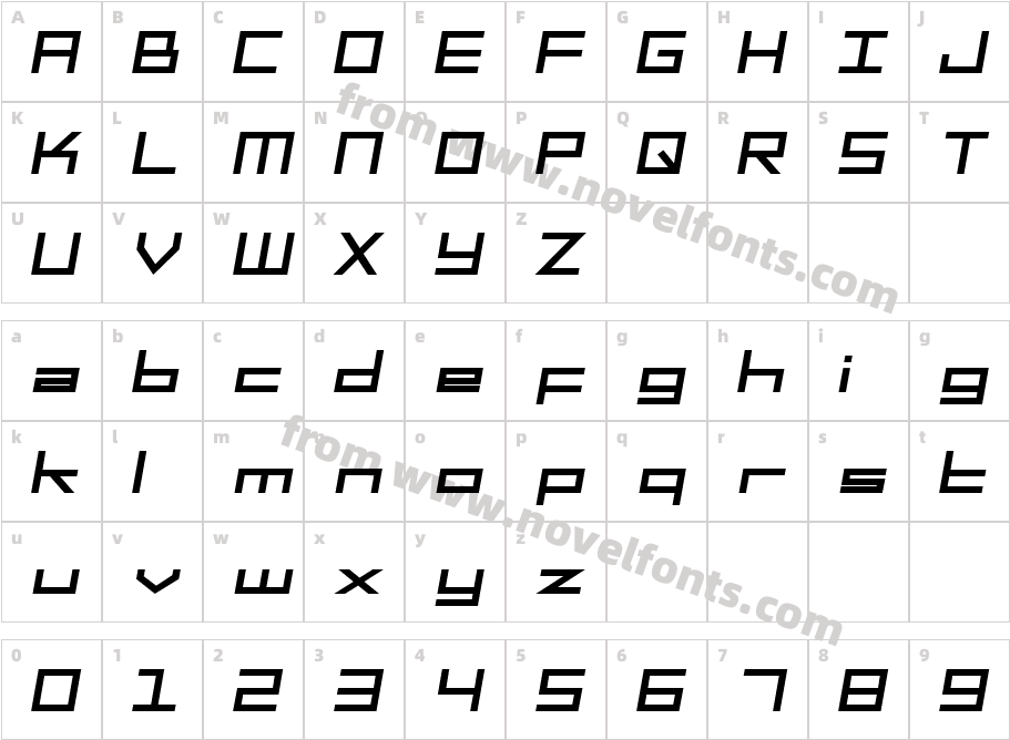 SF Square Head Bold ItalicCharacter Map