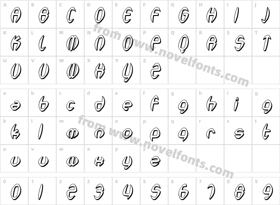 SF Synthonic Pop Shaded ObliqueCharacter Map