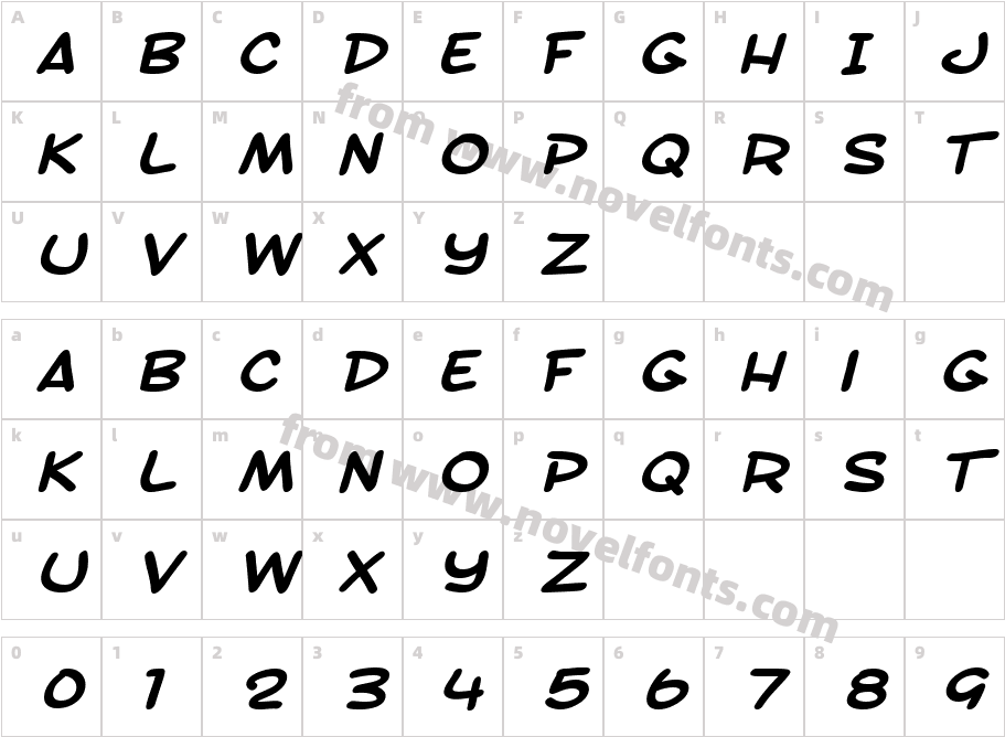 SF Toontime Extended Bold ItalicCharacter Map