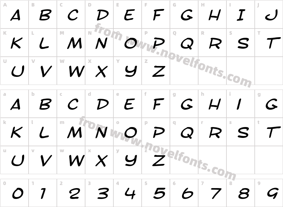 SF Toontime Extended ItalicCharacter Map