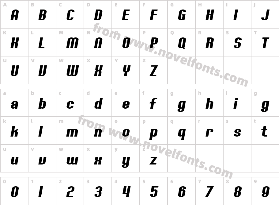 SF Willamette Extended Bold ItalicCharacter Map