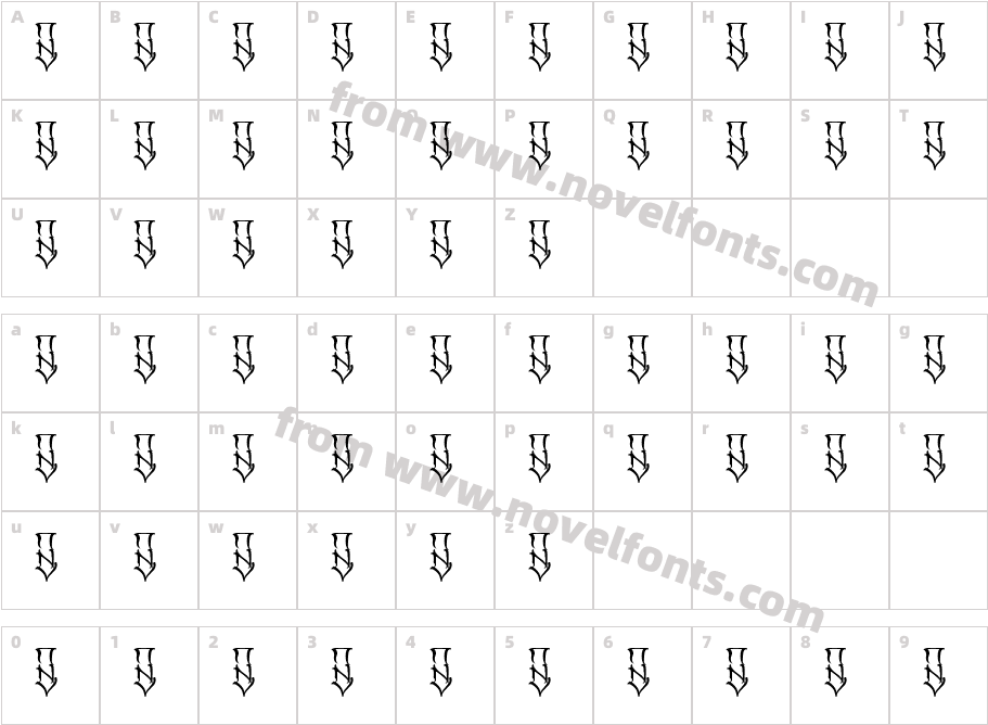 SR CUEN fontCharacter Map