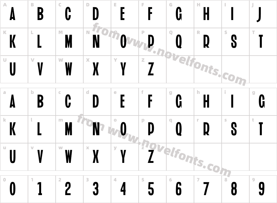 ST Extravagator Sans Sample CondensedCharacter Map