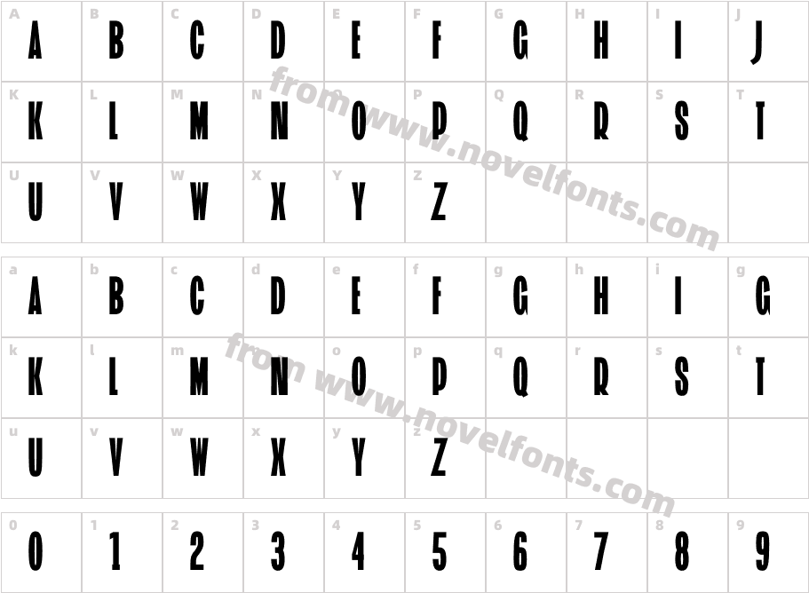 ST Extravagator Sans Sample Extra CondensedCharacter Map