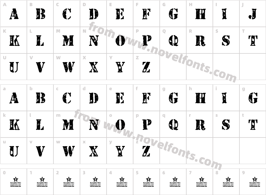 STENCILED PERSONAL USE RegularCharacter Map