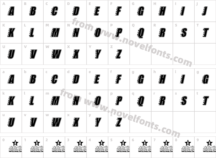 STOCKCAR PERSONAL USE Bold ItalicCharacter Map