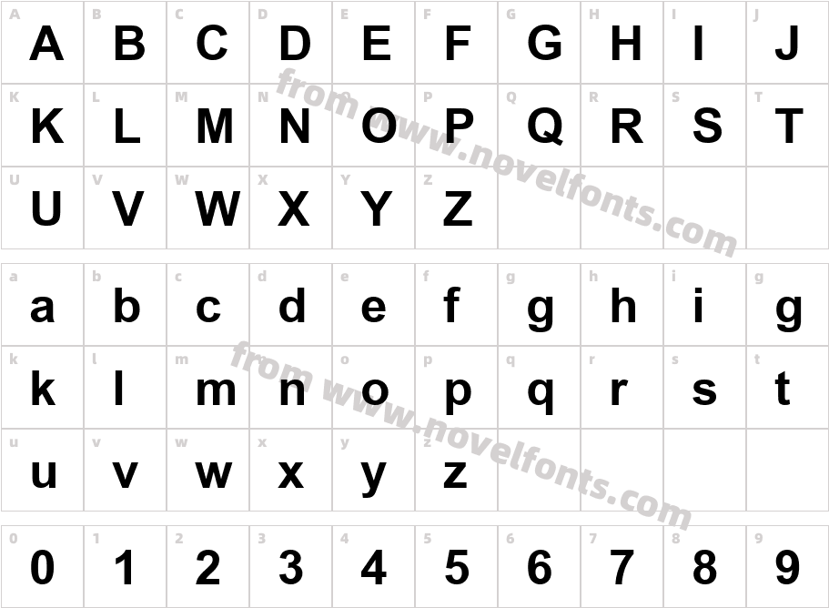 SUNA Arial BoldCharacter Map