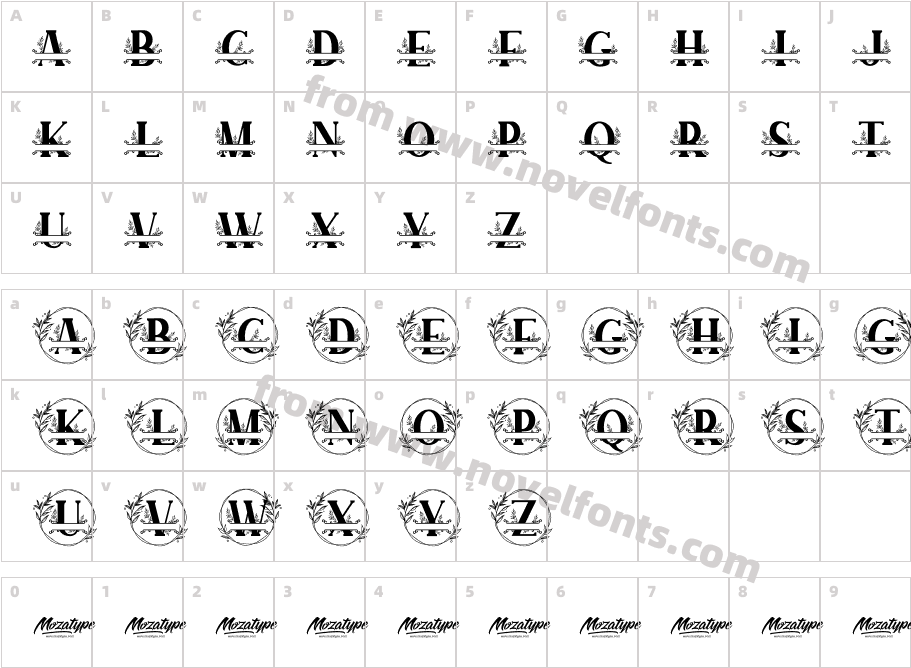 SUNFLOWER MONOGRAMCharacter Map