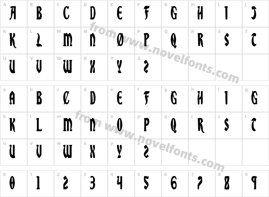 Sable Lion CondensedCharacter Map