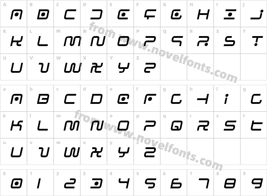 Sagan ItalicCharacter Map