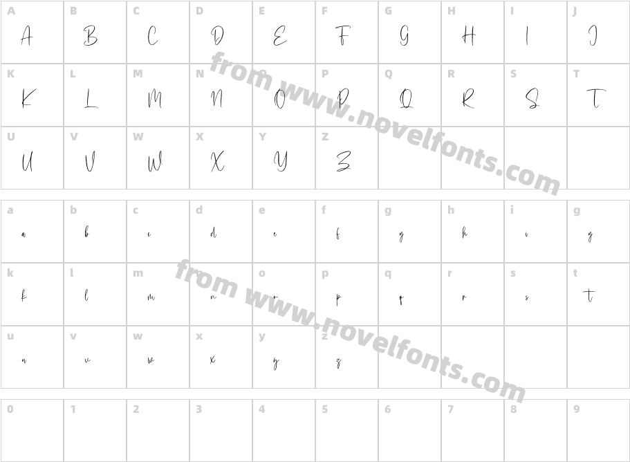 Astavilla Free RegularCharacter Map