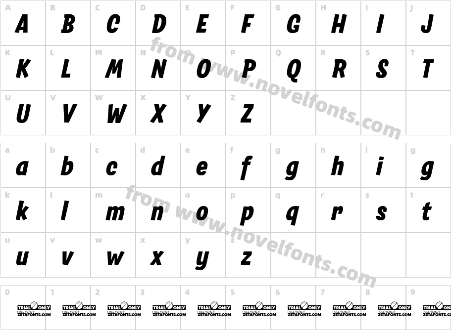 Salad Trial Extrabold ItalicCharacter Map