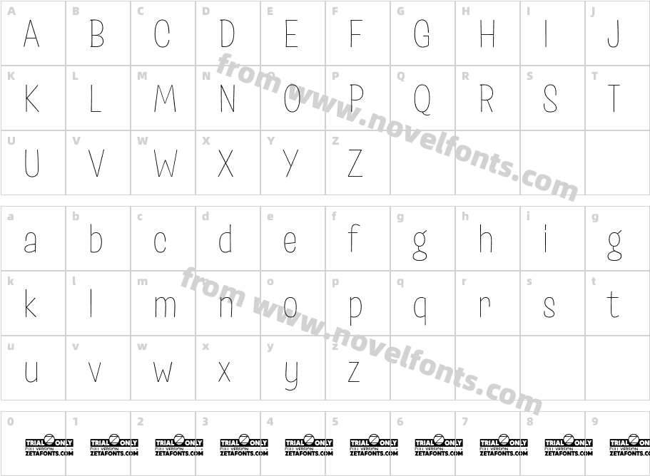 Salad Trial ExtralightCharacter Map