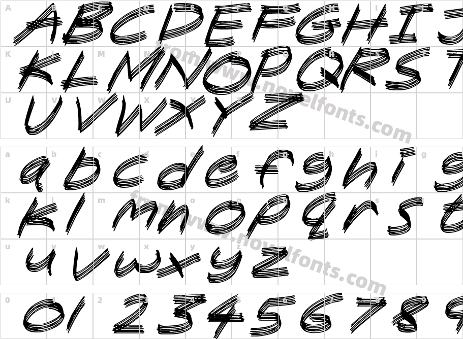 Sandscrape ItalicCharacter Map