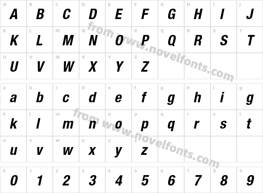 Sans Condensed BOLDITALICCharacter Map