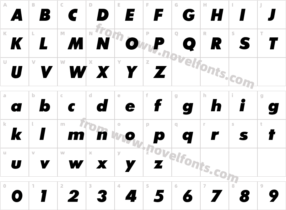 Sans Serif ExbFLF ItalicCharacter Map