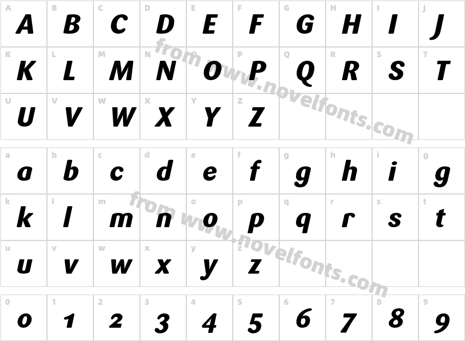 Sari-ExtraBoldItalicCharacter Map