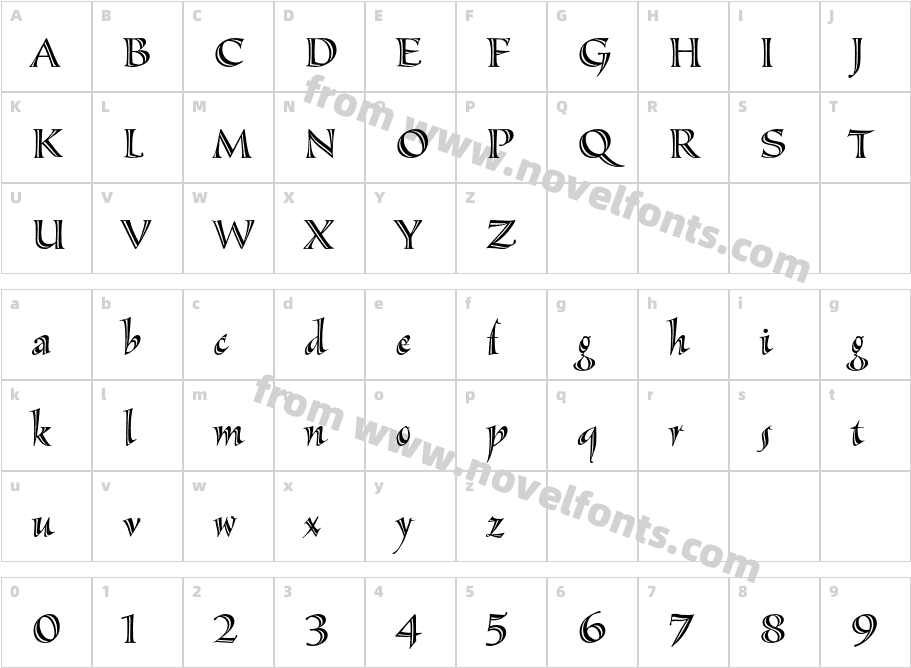 SassafrasStd-RomanCharacter Map