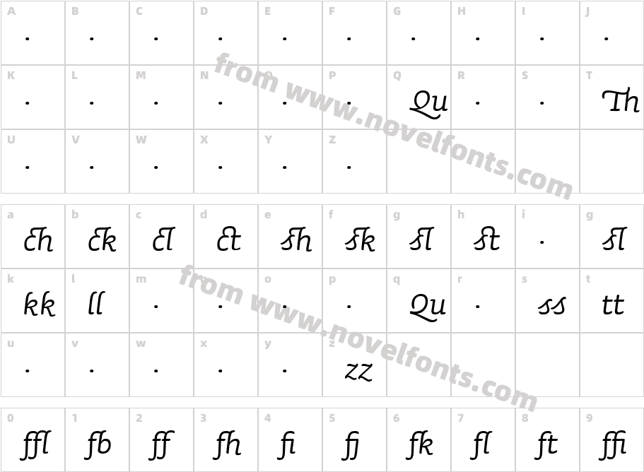 SaunaLigatures-ItalicSwashCharacter Map