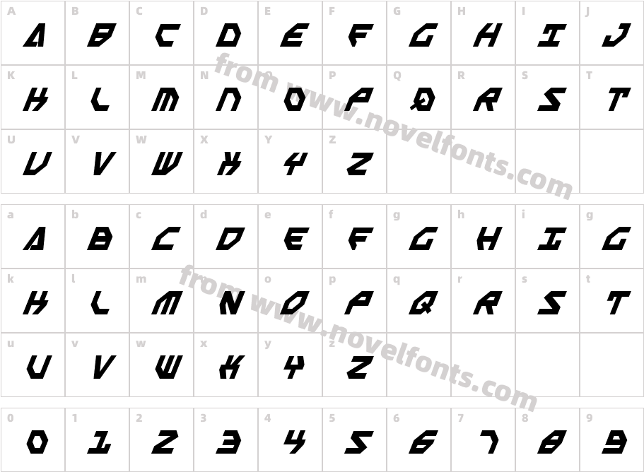 Scarab Script Bold ItalicCharacter Map