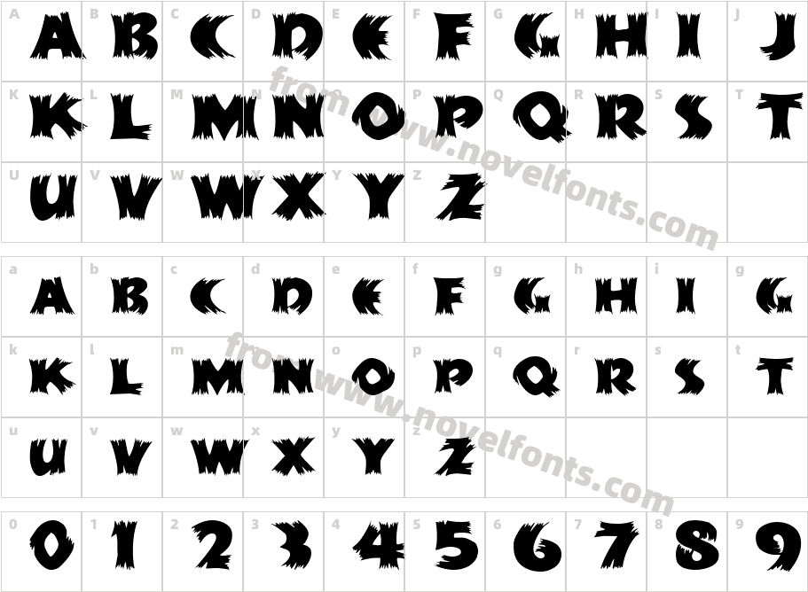 ScarecrowCondensedRegularSWFTECharacter Map