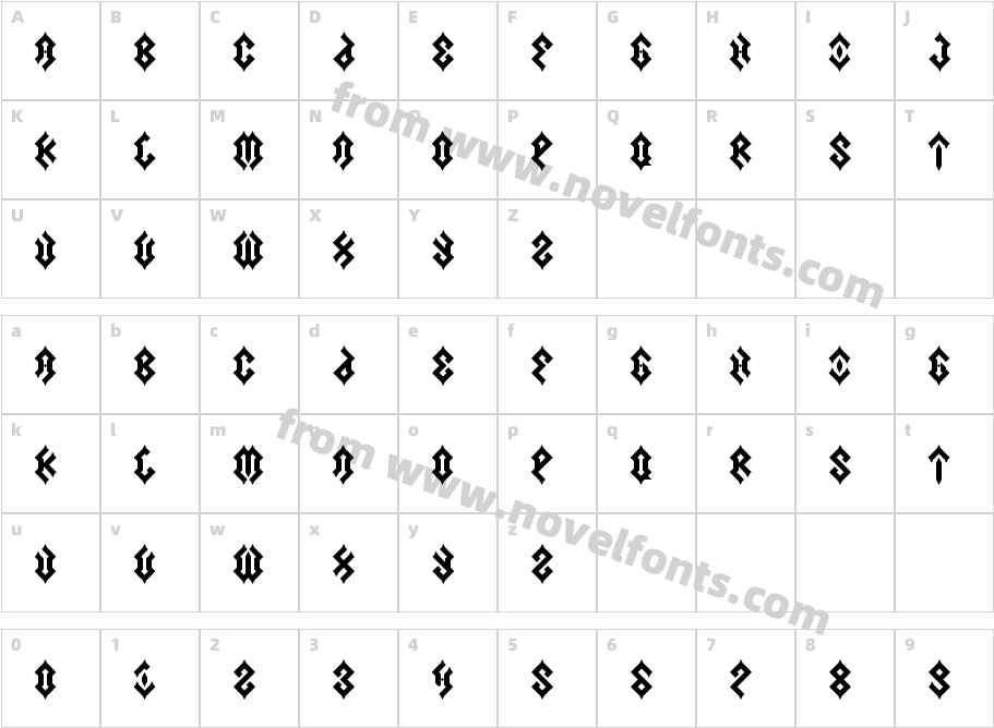 Scars RegularCharacter Map