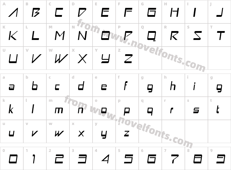 Astron Boy ItalicCharacter Map